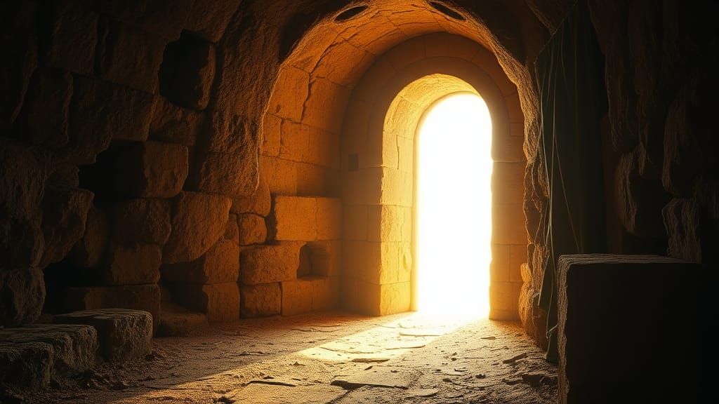 Ethereal Portal Illuminates Ancient Stone Doorway