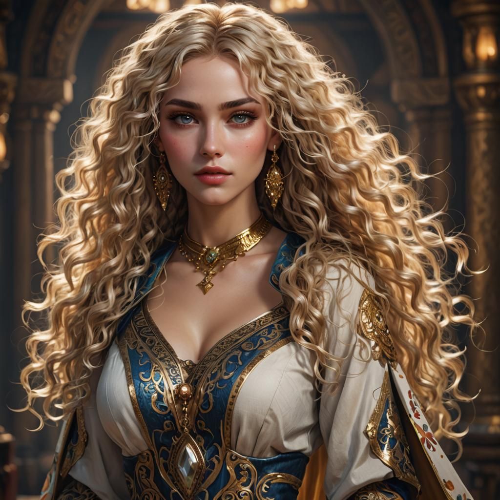 Beautiful Blonde Woman with Exotic Clothes