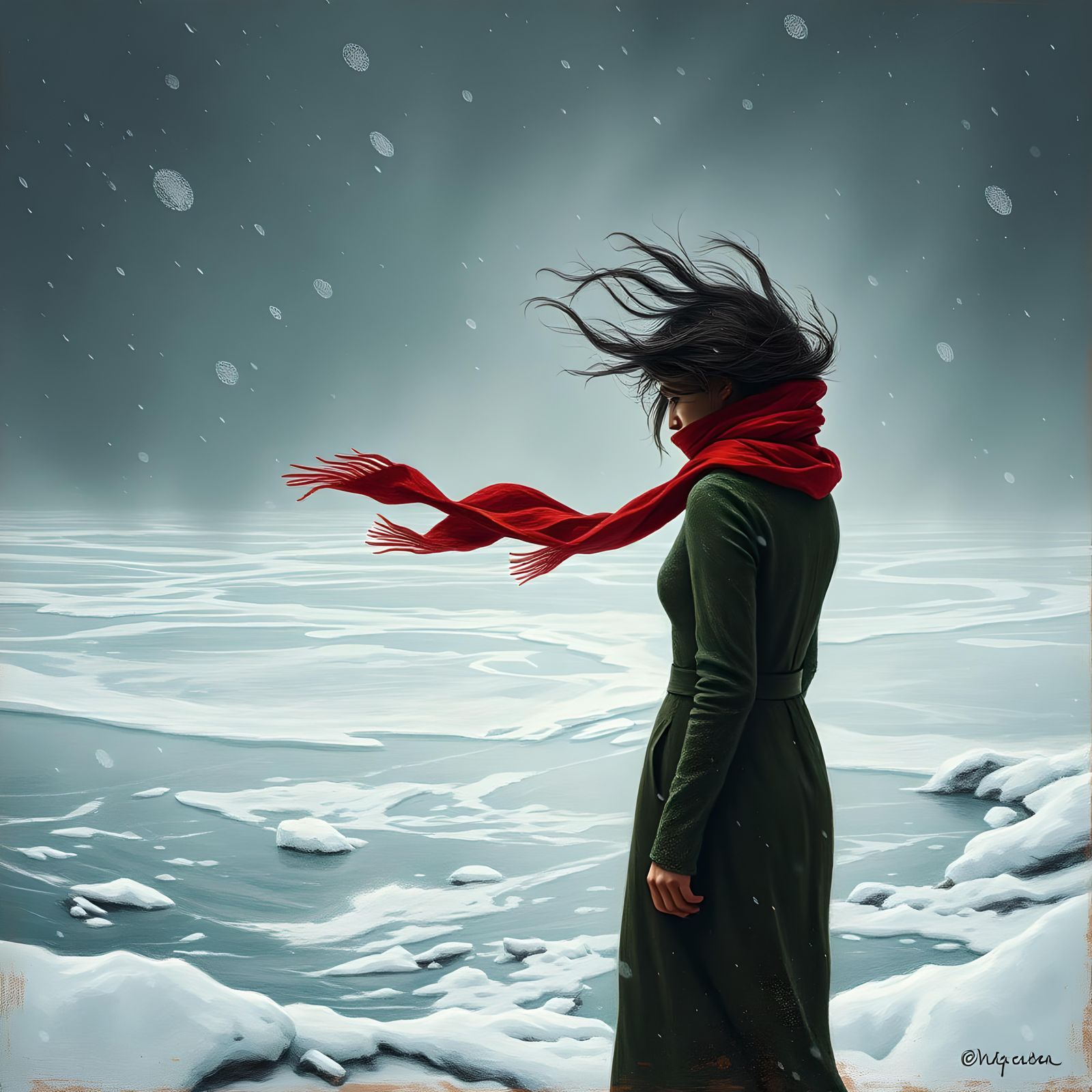 Windy Snow Storm Scene