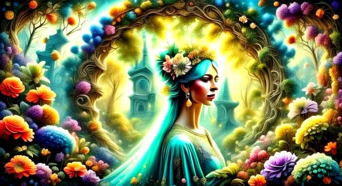 Radiant Goddess Portrait with Ethereal Glow