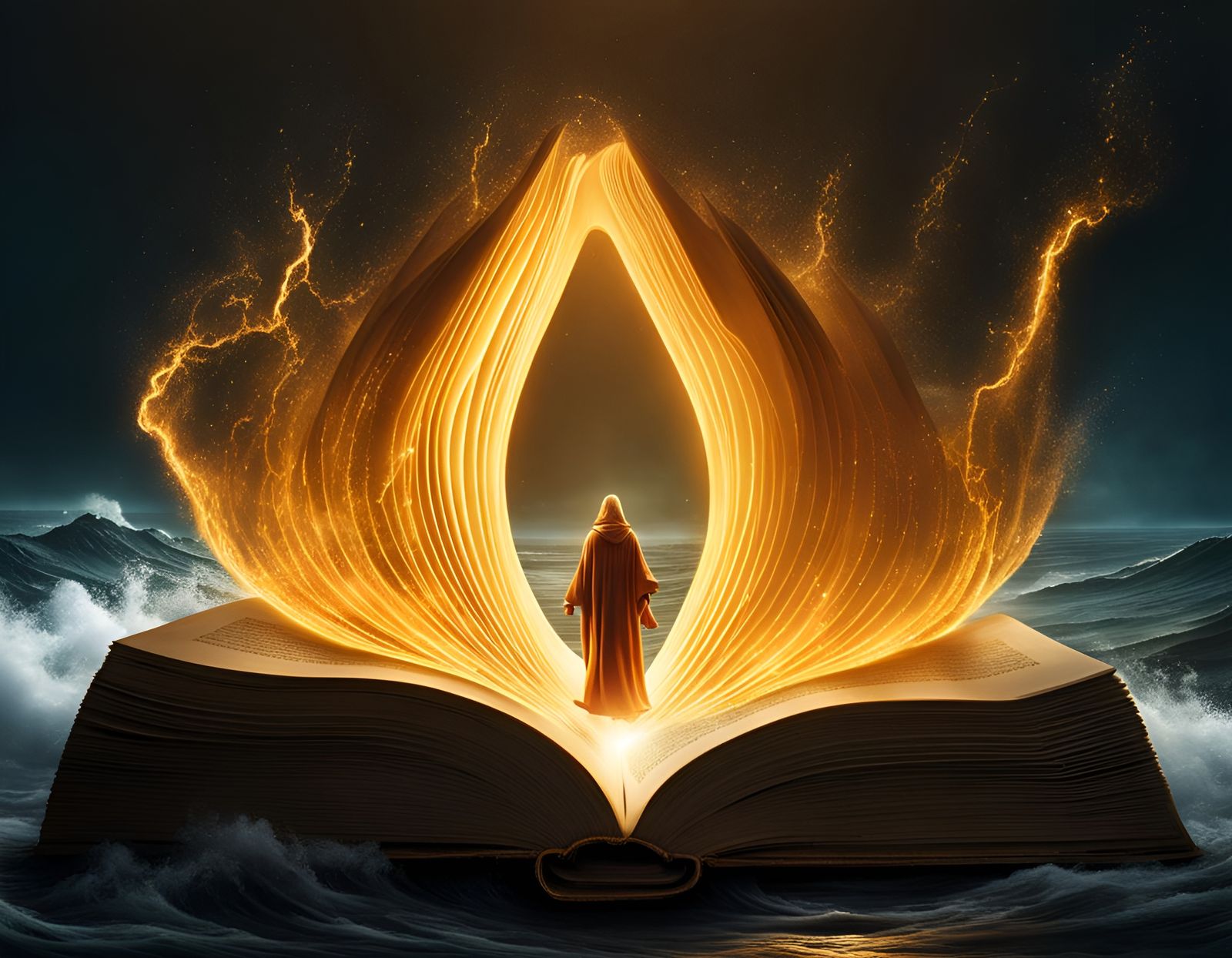 Anthropomorphic Book Page Waves Fantasy Art