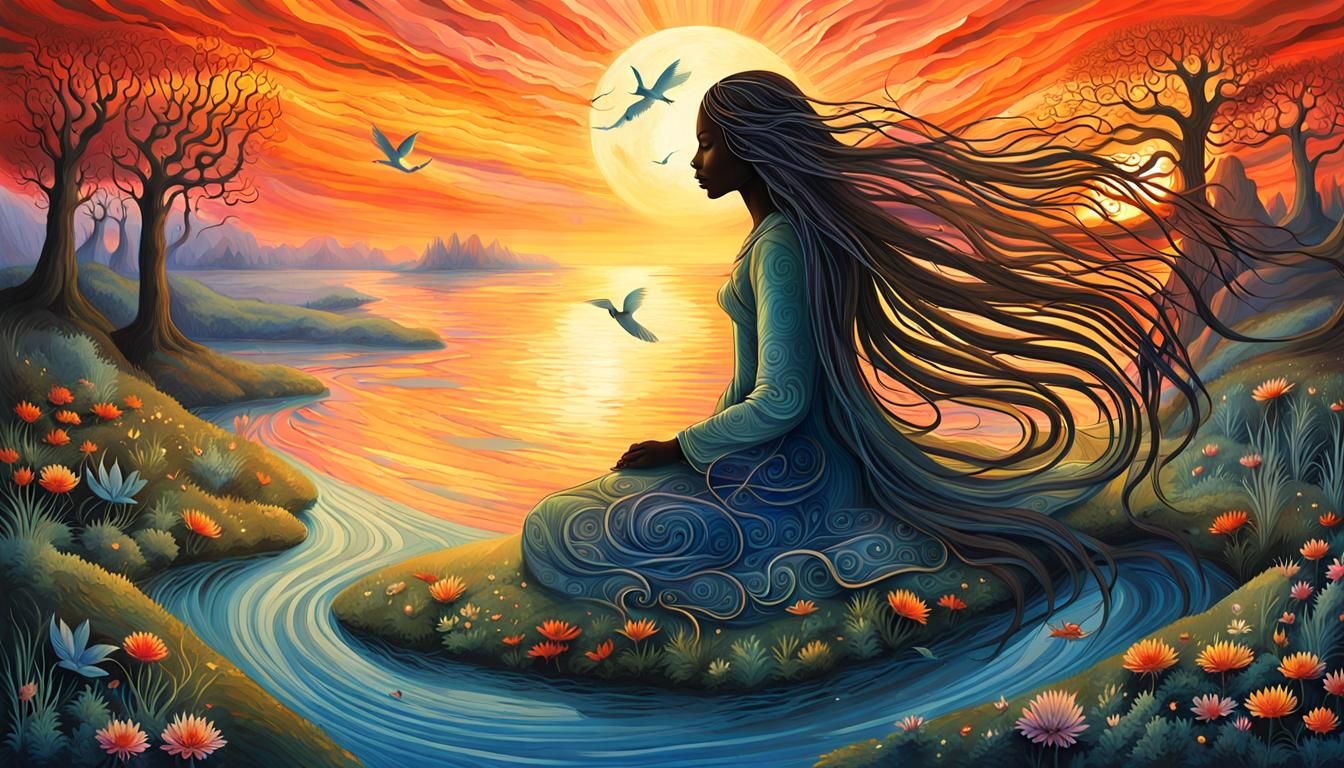 Mystical Creatures Emerge at Sunset: Infinite Consciousness