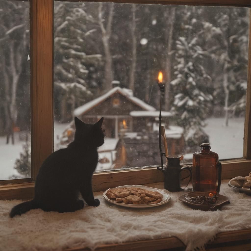 Cozy Cabin Breakfast Scene in Rockwell Style