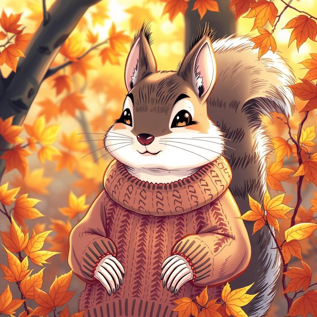 Squirrel in Sweater: Japanese Manga Anime Style