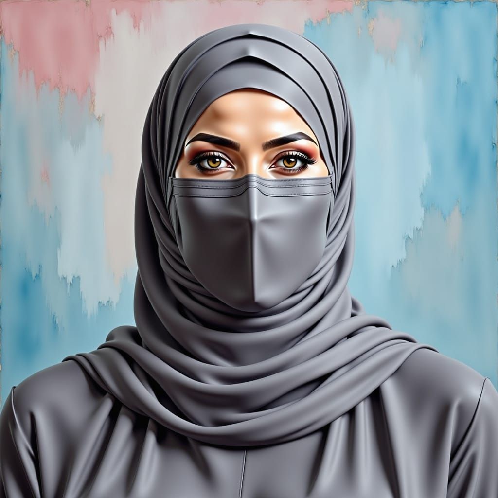 Elegant Hijabi Woman in Grey Attire
