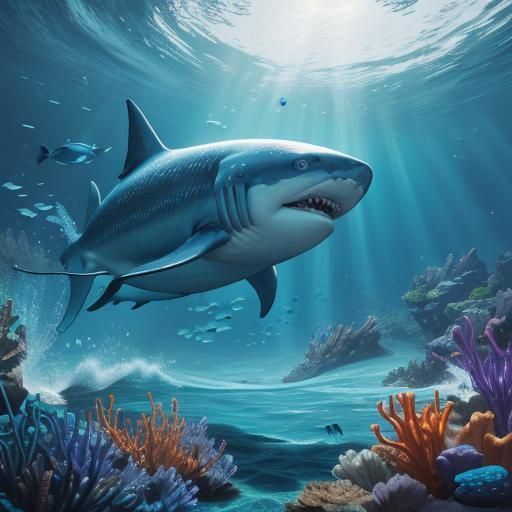 Oceanic Hybrid Creature in Bioluminescent Fantasy Art