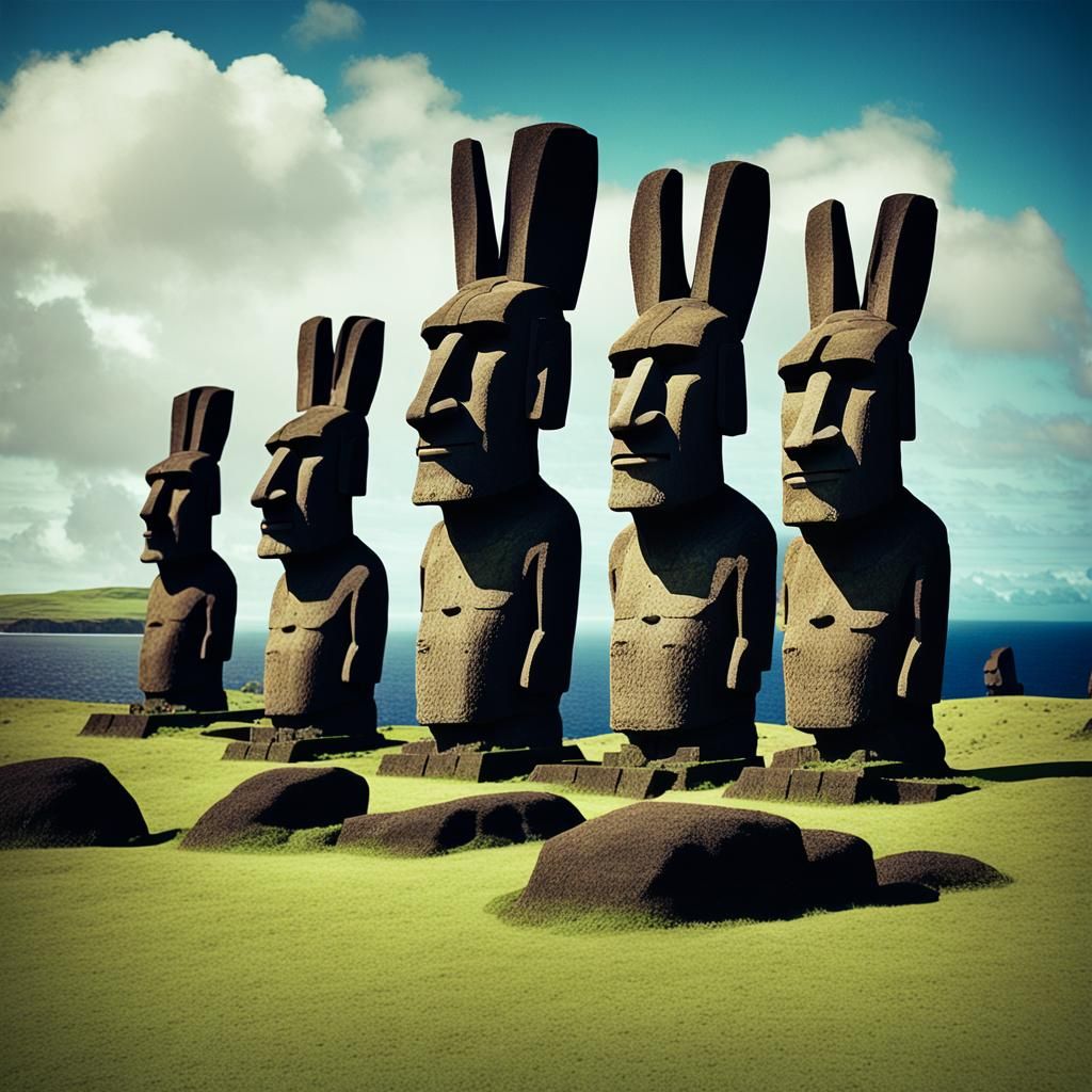 moai statues, on easter bunny island