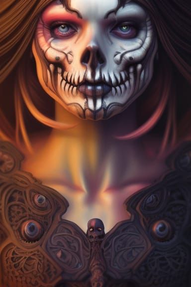 Gothic Skull Demon Sorcerer Concept Art Portrait