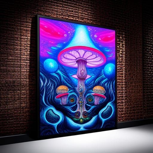 Astral Mushroom Kingdom: Holographic Cosmic Illustration