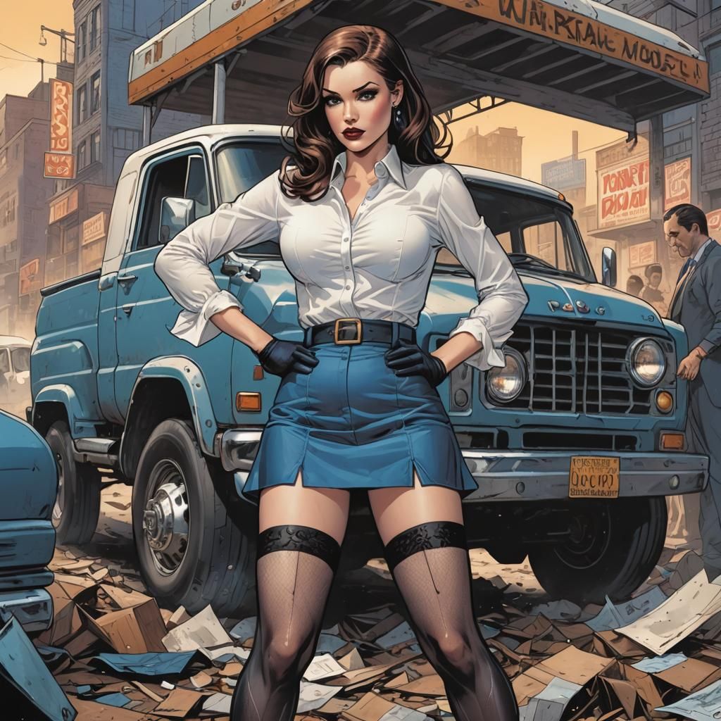 Burlesque Woman in Comic Book Art Style