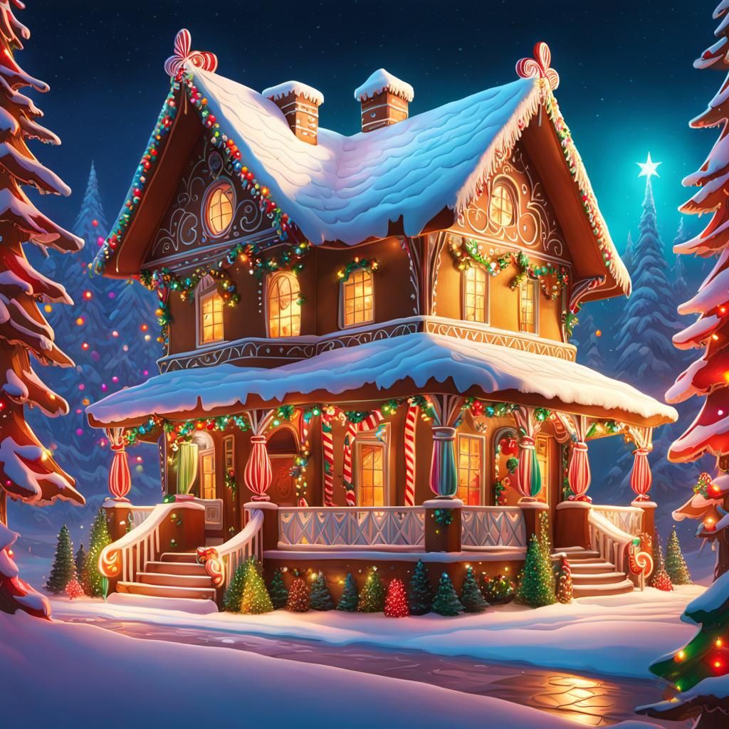 Colourful Maximalist Gingerbread House Concept Art