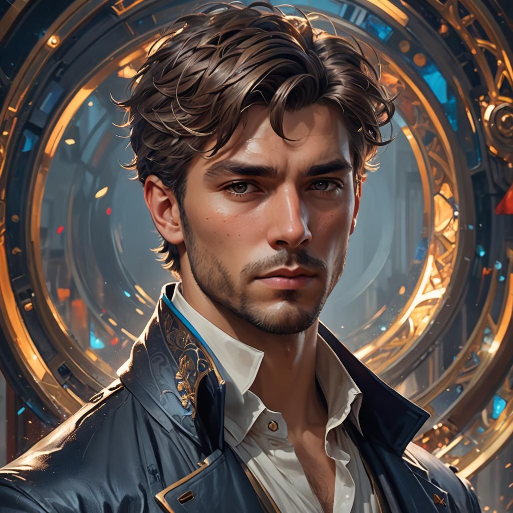 Hyperdetailed Portrait of a Handsome Man in Digital Art Styl...