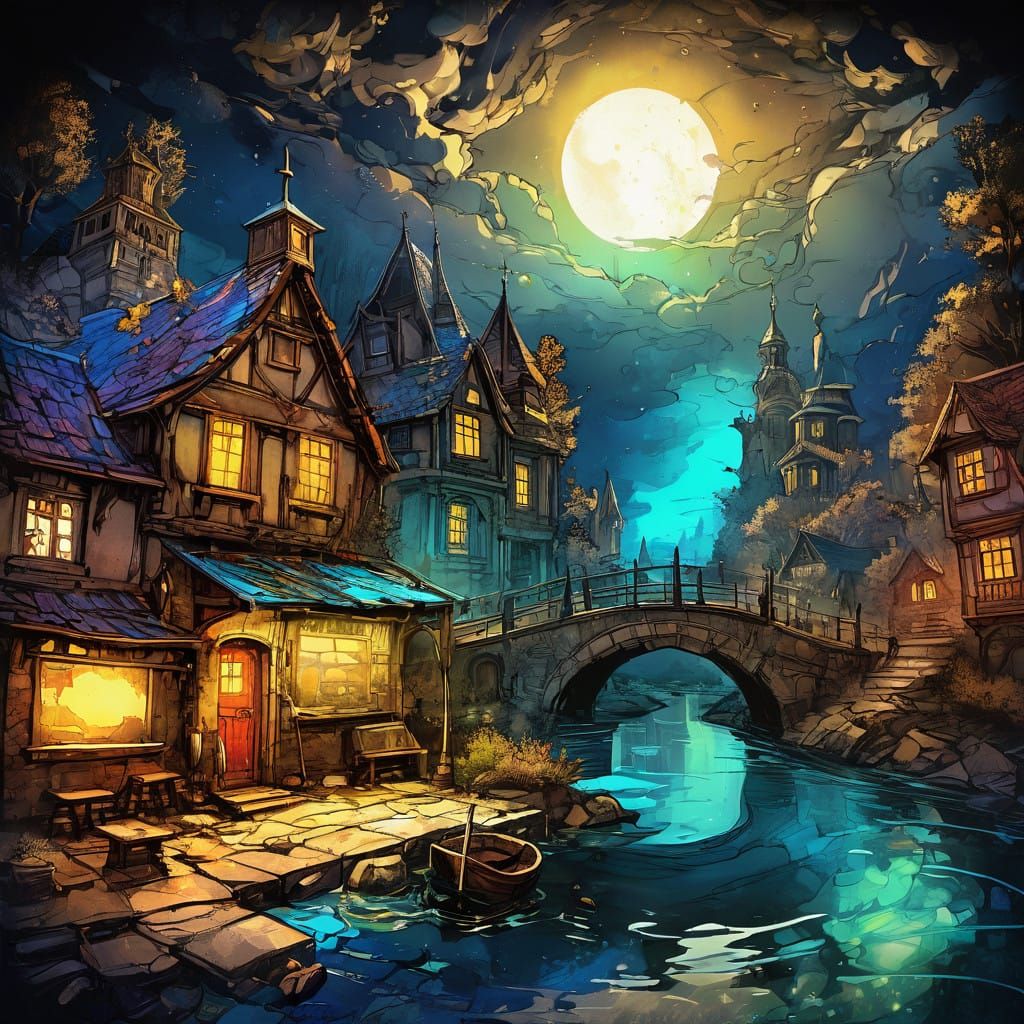 Surreal Landscape in Vibrant, Triadic Colors