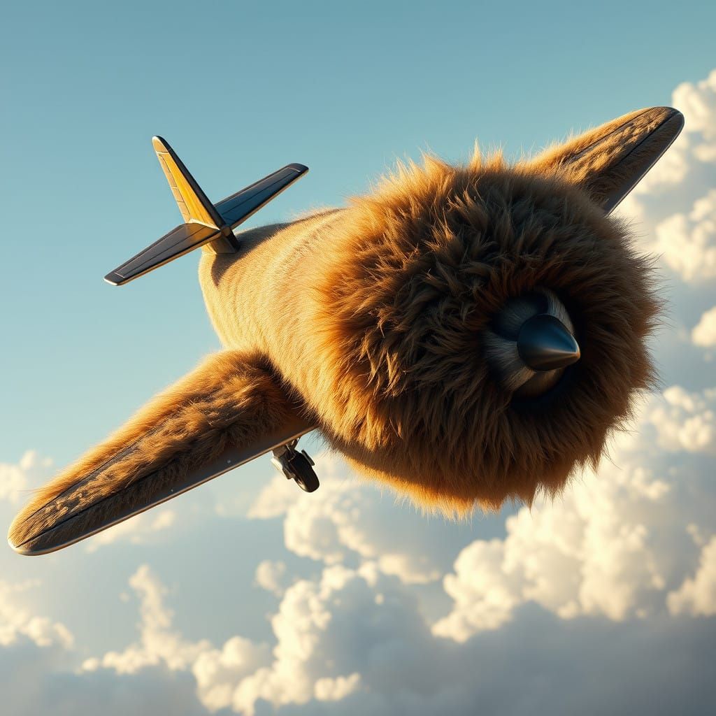 Hyper-Realistic Furry Airplane Soars Through the Sky in 8K R...