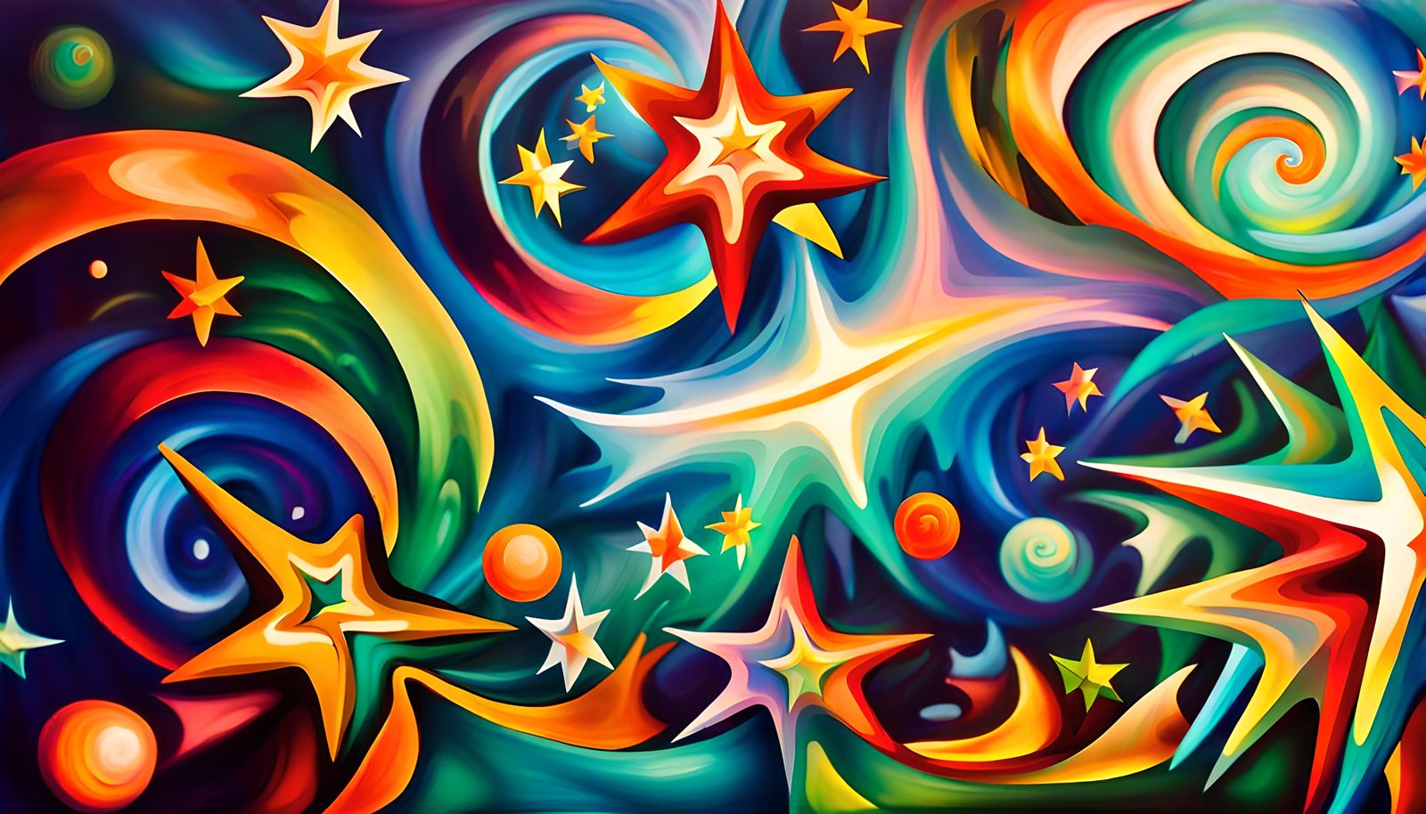 Iridescent Stars Connected in Electromagnetic Plasma Maelstr...