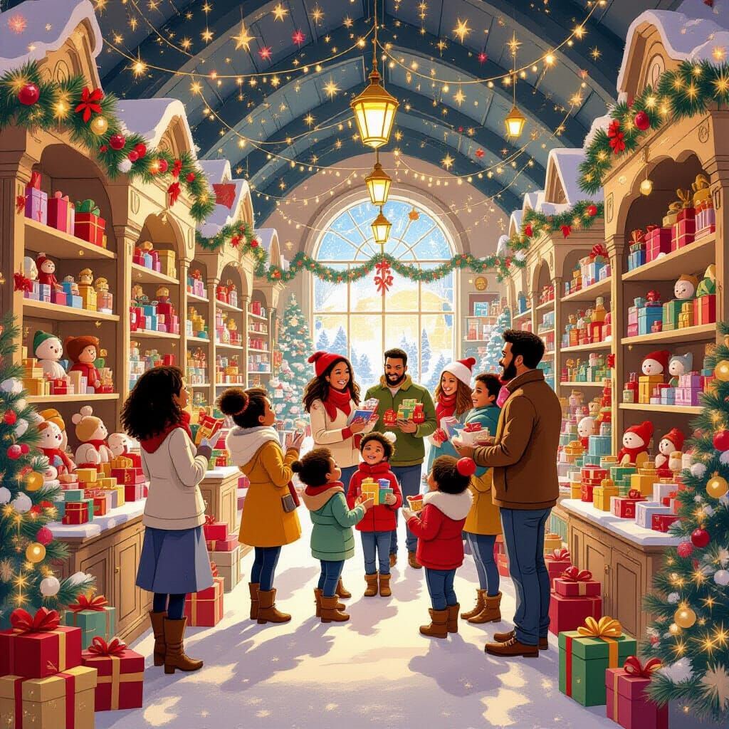 Magical Christmas Toy Shop Full of Families