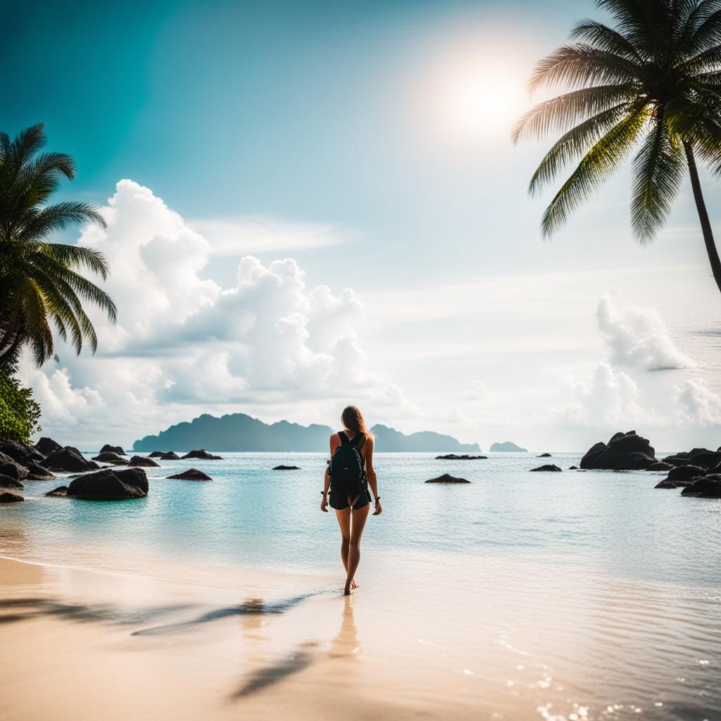 Tropical Beach Silhouette in Professional Photography Style