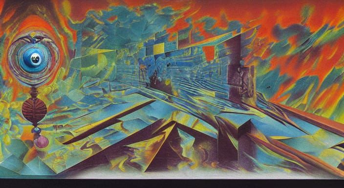 Surrealist Masterpiece: Burning Summer Car in a Sea of Angui...