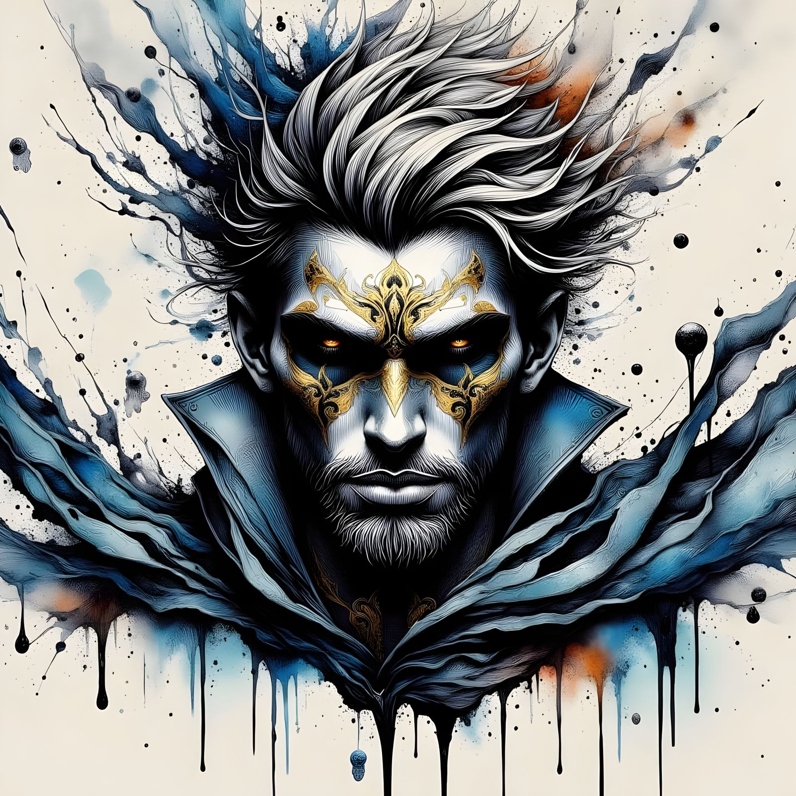 Ornate Male Figure in Art Nouveau Style