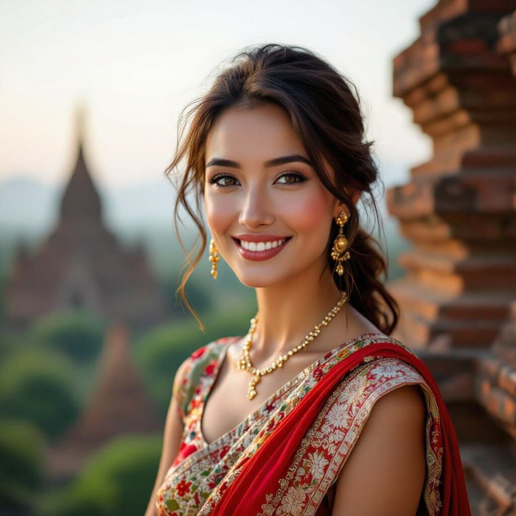 Bagan Lady Portrait in Vibrant, Intimate Style