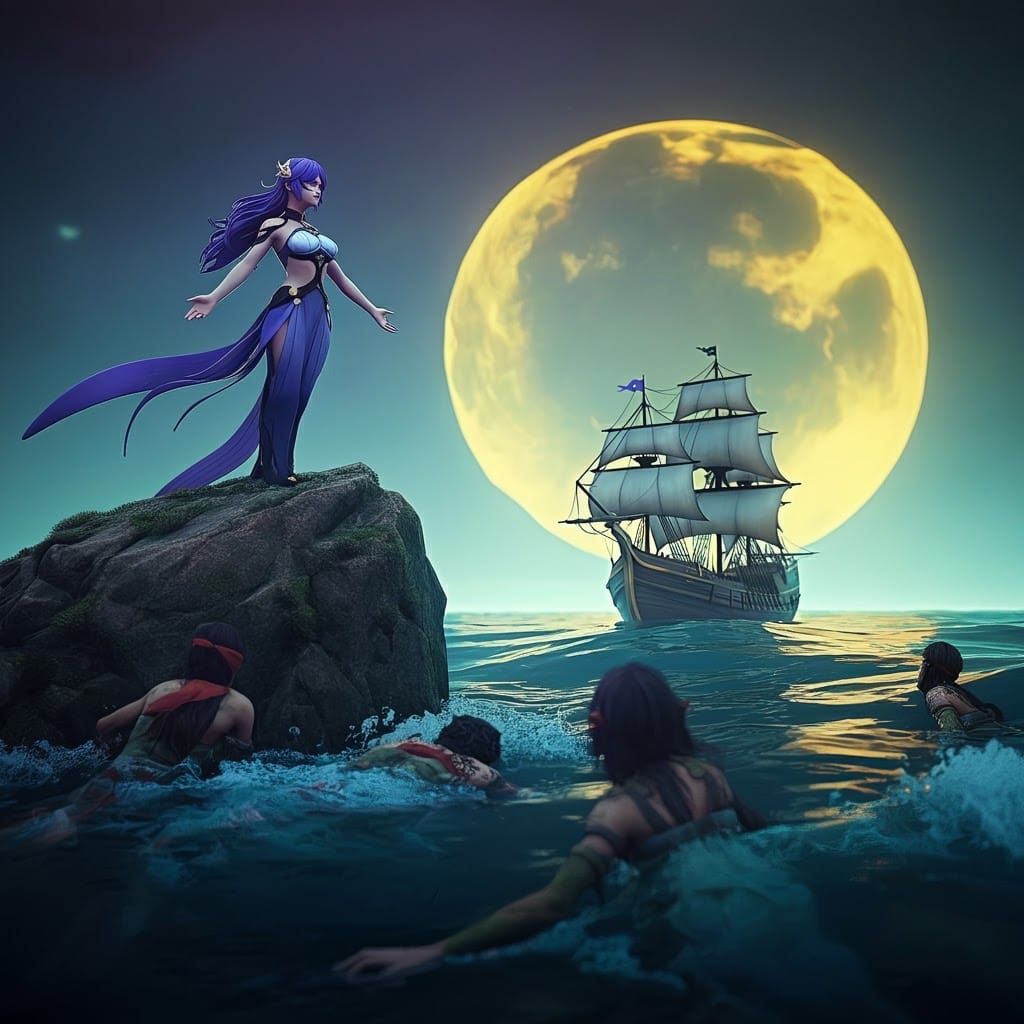 Siren's Song: A Deadly Ocean Lure in Anime Art