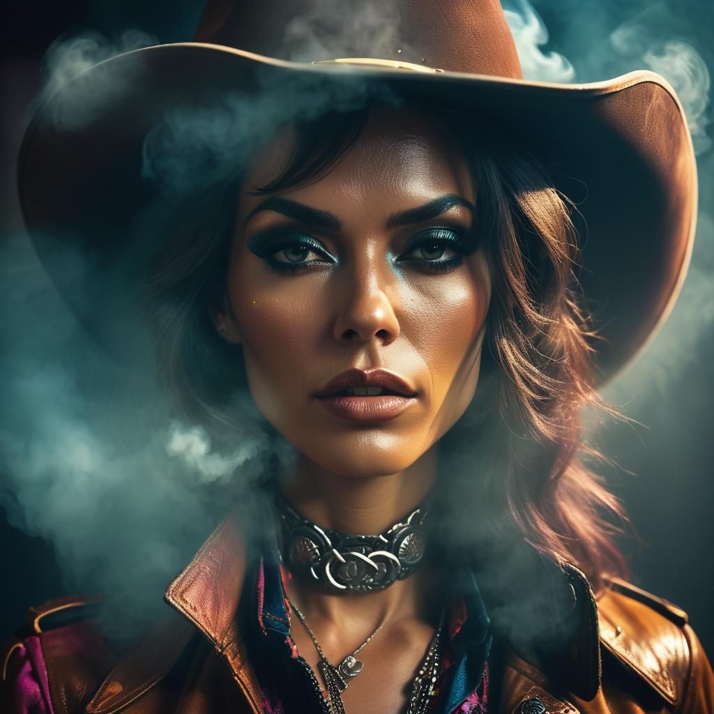 High-Fashion 70s Space Cowgirl Portrait