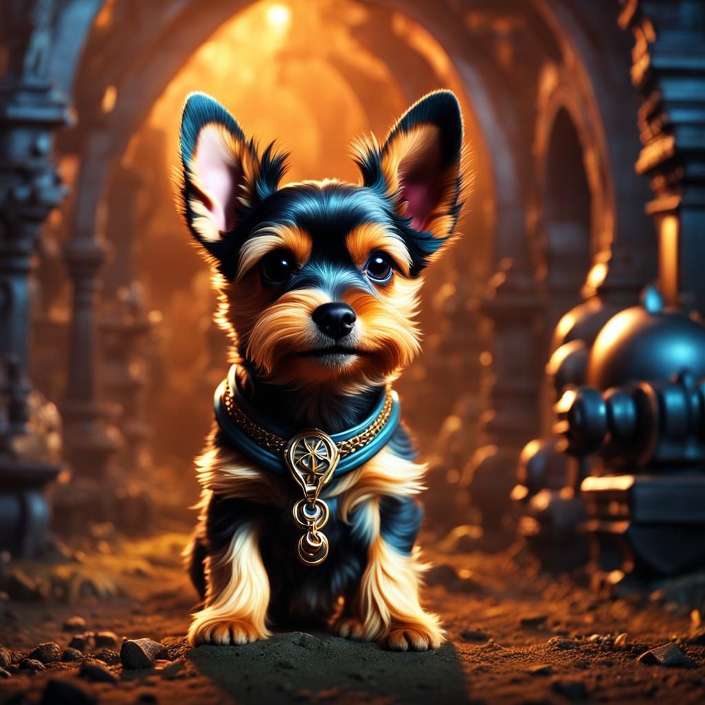 Dog with Drooping Ears in Boney Landscape