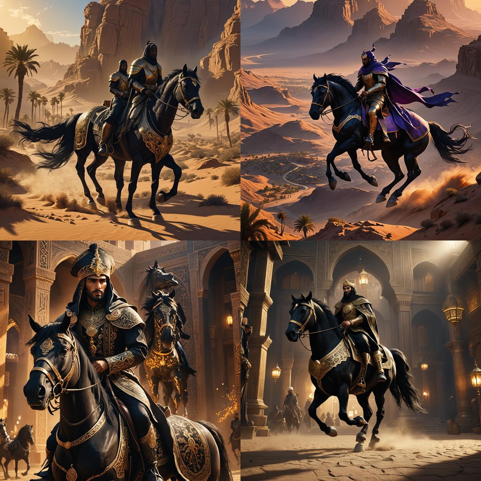 Prince Solomon Rides His Black Stallion