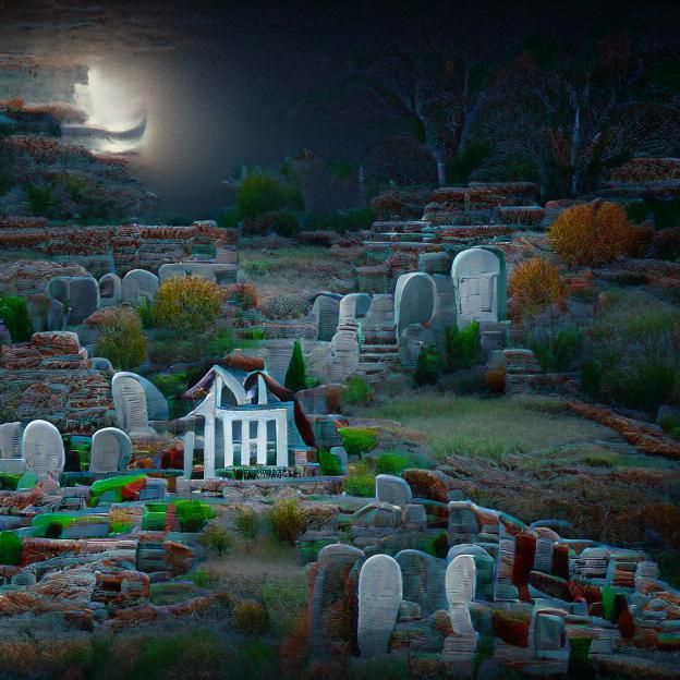 Haunted House Graveyard Under Moonlight