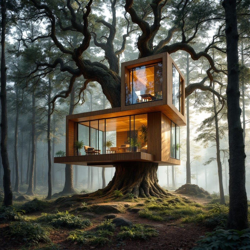 Sustainable Treehouse Sanctuary Made from Glass and Wood