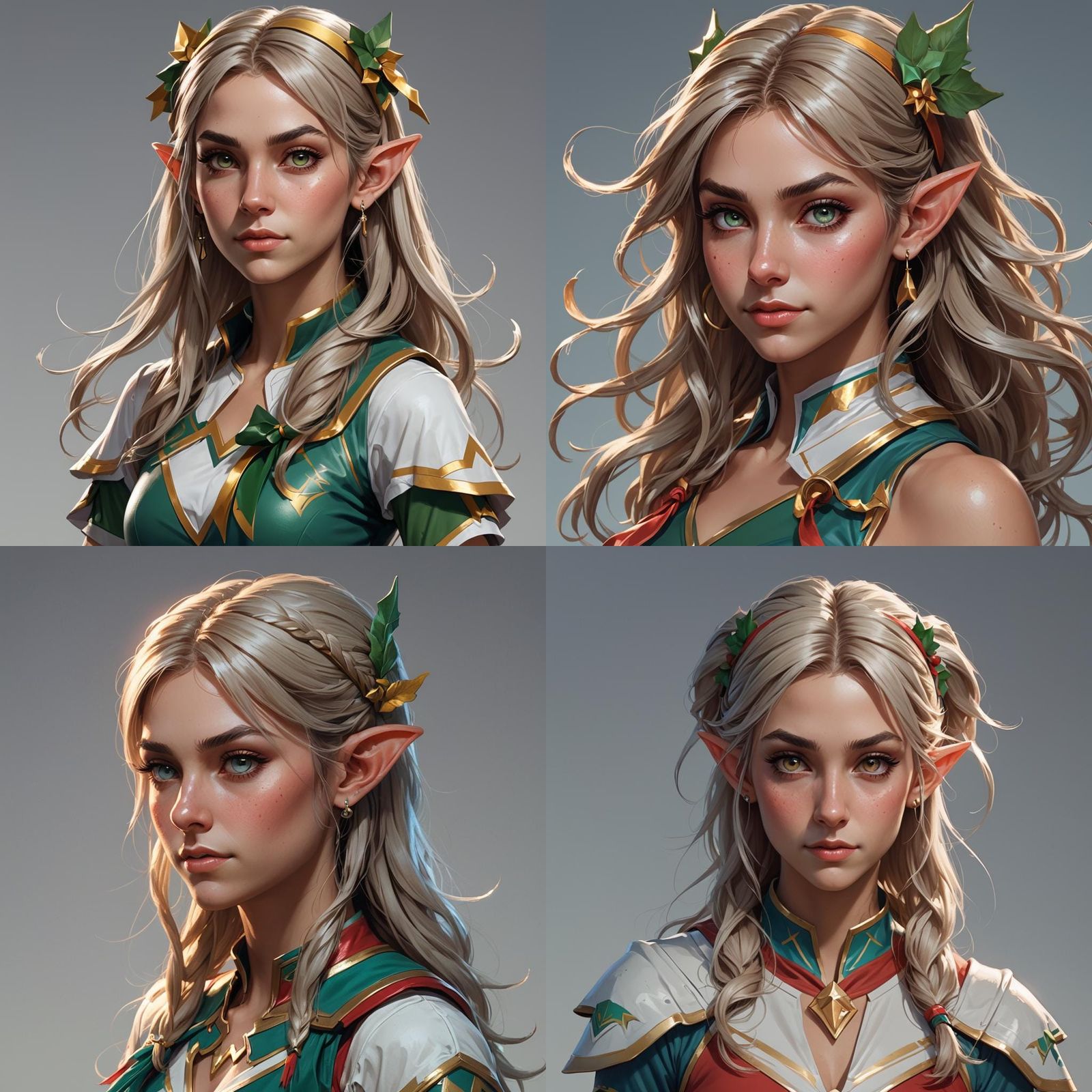 Elf Cheerleader Portrait in Hyperdetailed Style