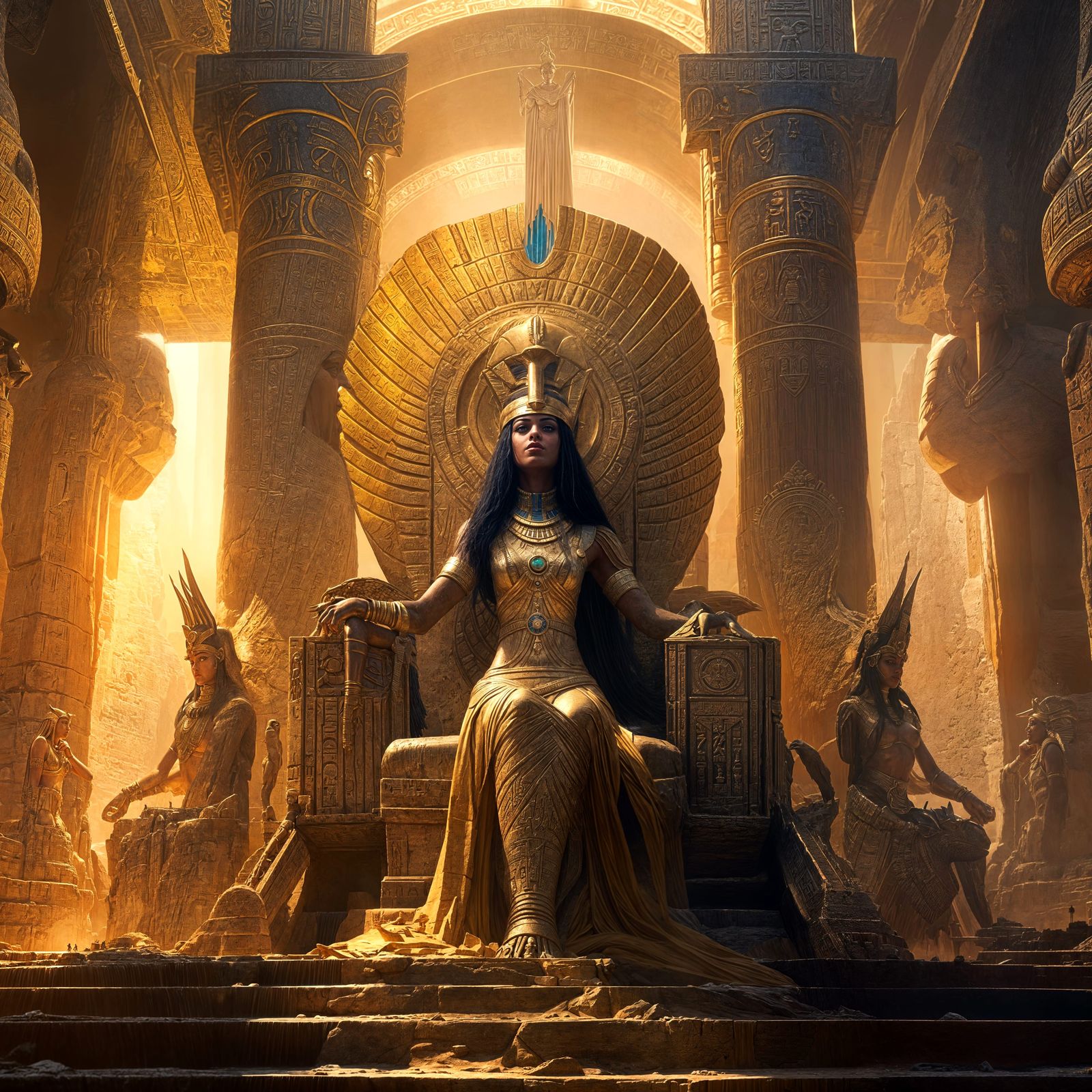 Detailed Matte Painting of Egyptian Goddess Isis