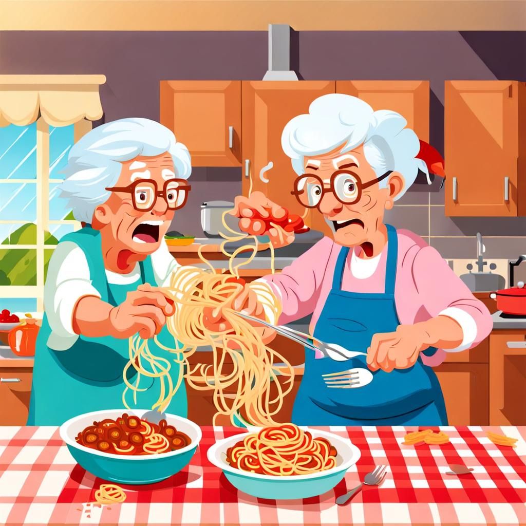 Grandma and Boyfriend's Spaghetti Food Fight