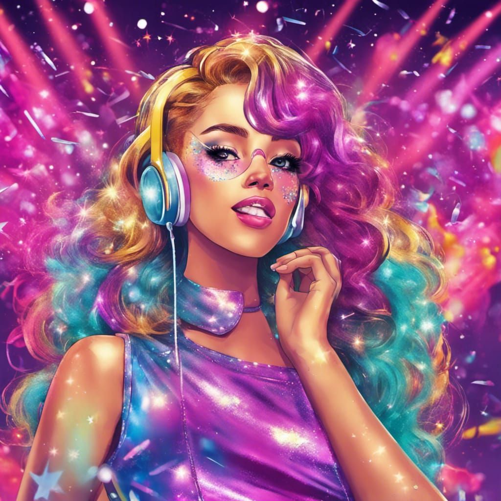 Glitter Pop Stars on Stage: Digital Art