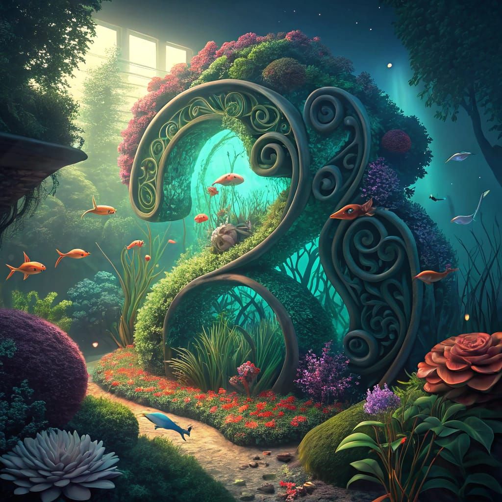Mathematical Aquarium Garden in a Luminous Dreamworld