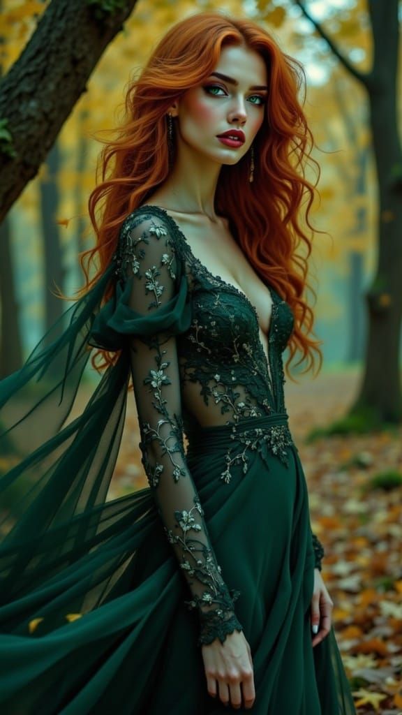 Ethereal Wiccan Goddess in Autumnal Splendor