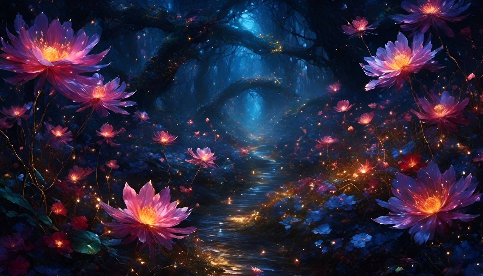 Glittery Night Flowers in Dark Academia Style