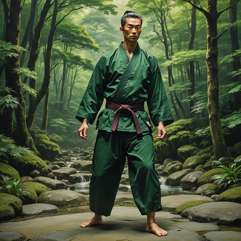 Imposing Figure in Forest Dojo: Digital Concept Art