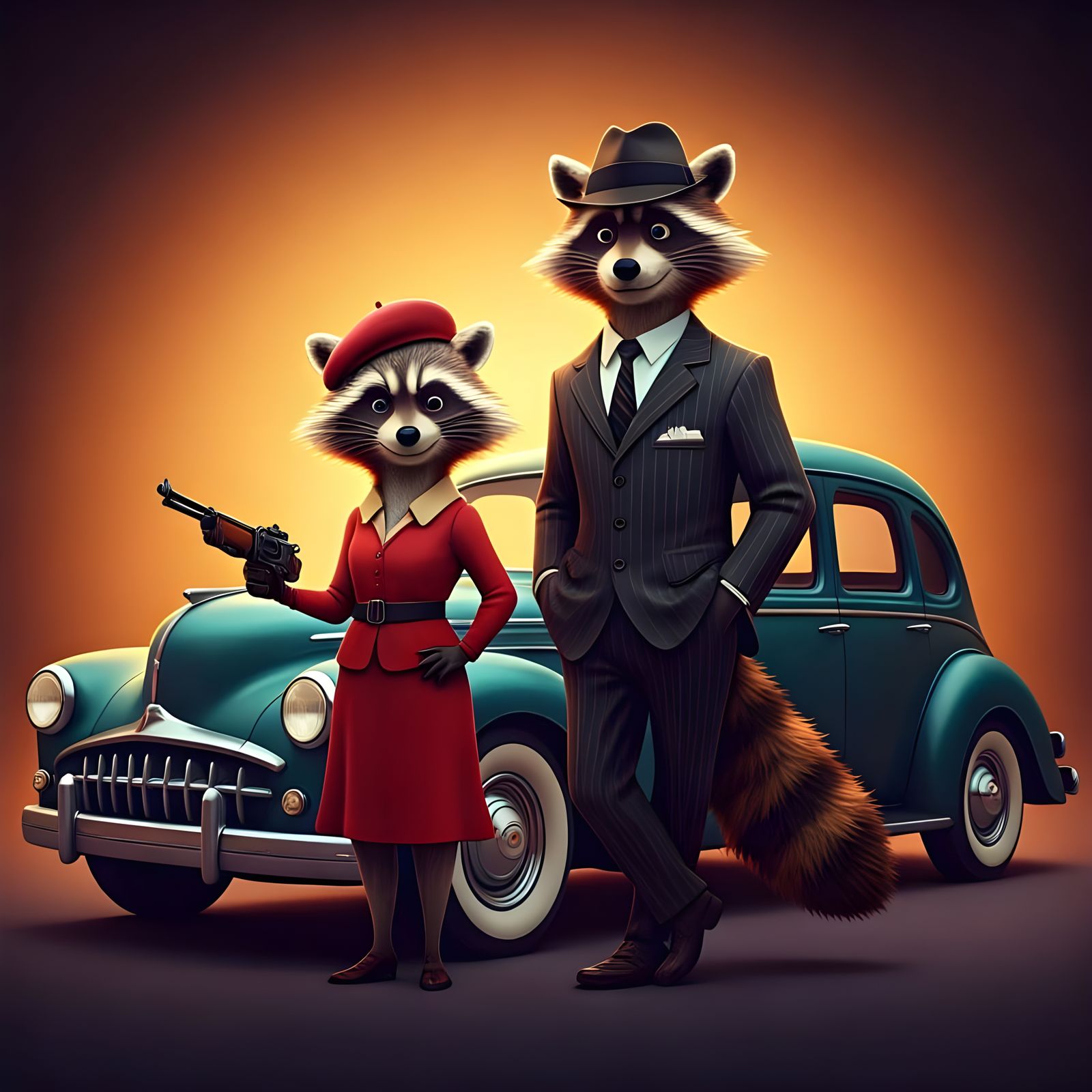 Bonnie and Clyde Raccoon