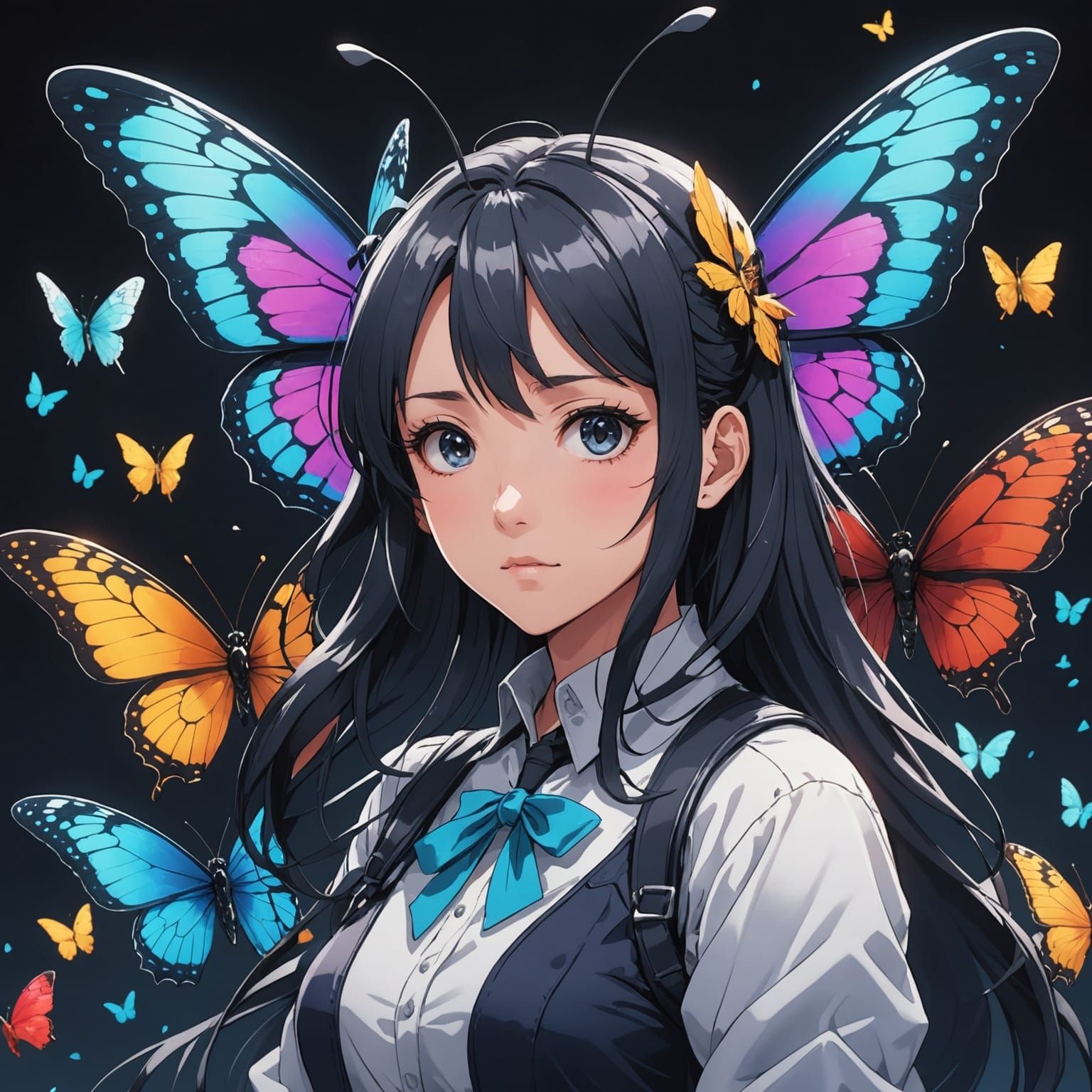 Confused Butterfly in Anime Style