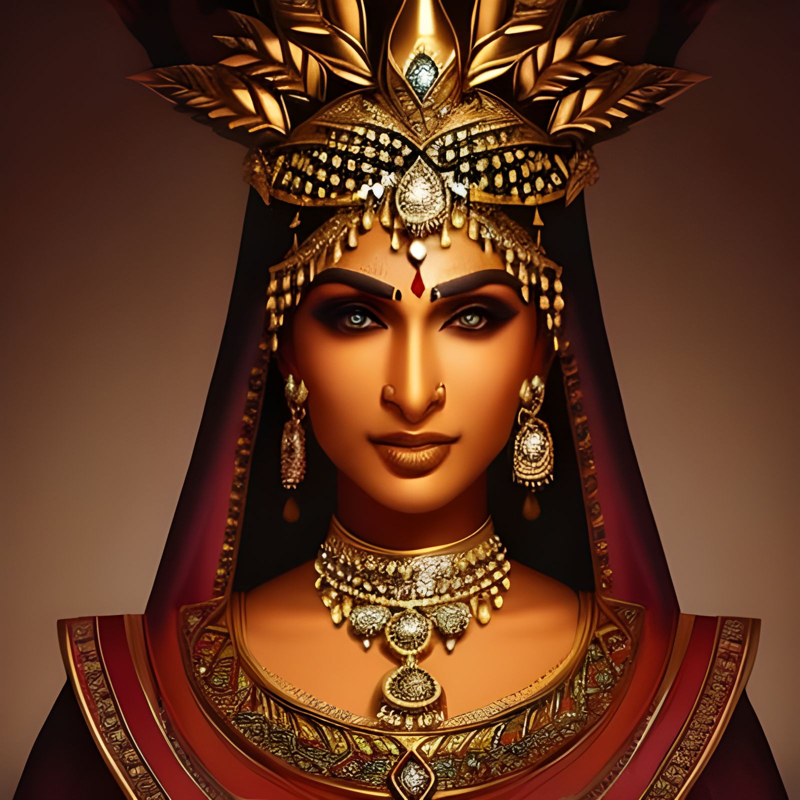 Elegant Indian Queen Digital Painting