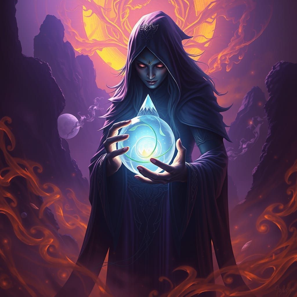 Ethereal Crystal Oracle in Dark Fantasy Realm