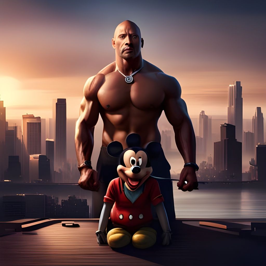 Aggressive Dwayne Johnson Mickey Mouse Hybrid in 3D