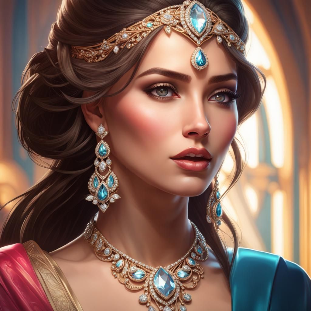 Diamond Jewelry Portrait in Hyperdetailed Style