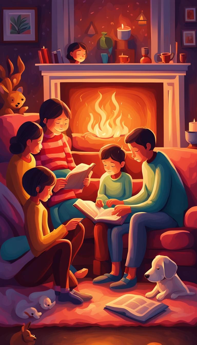 Cozy Family Scene in Fauvist Expressionism