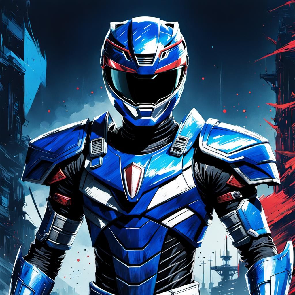 Blue Power Ranger Schematic Diagram in Vibrant Colors