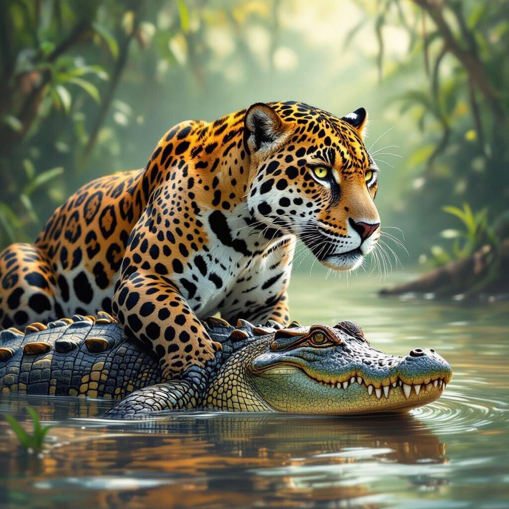 Jaguar Crocodile Hybrid: Evolutionary Digital Art
