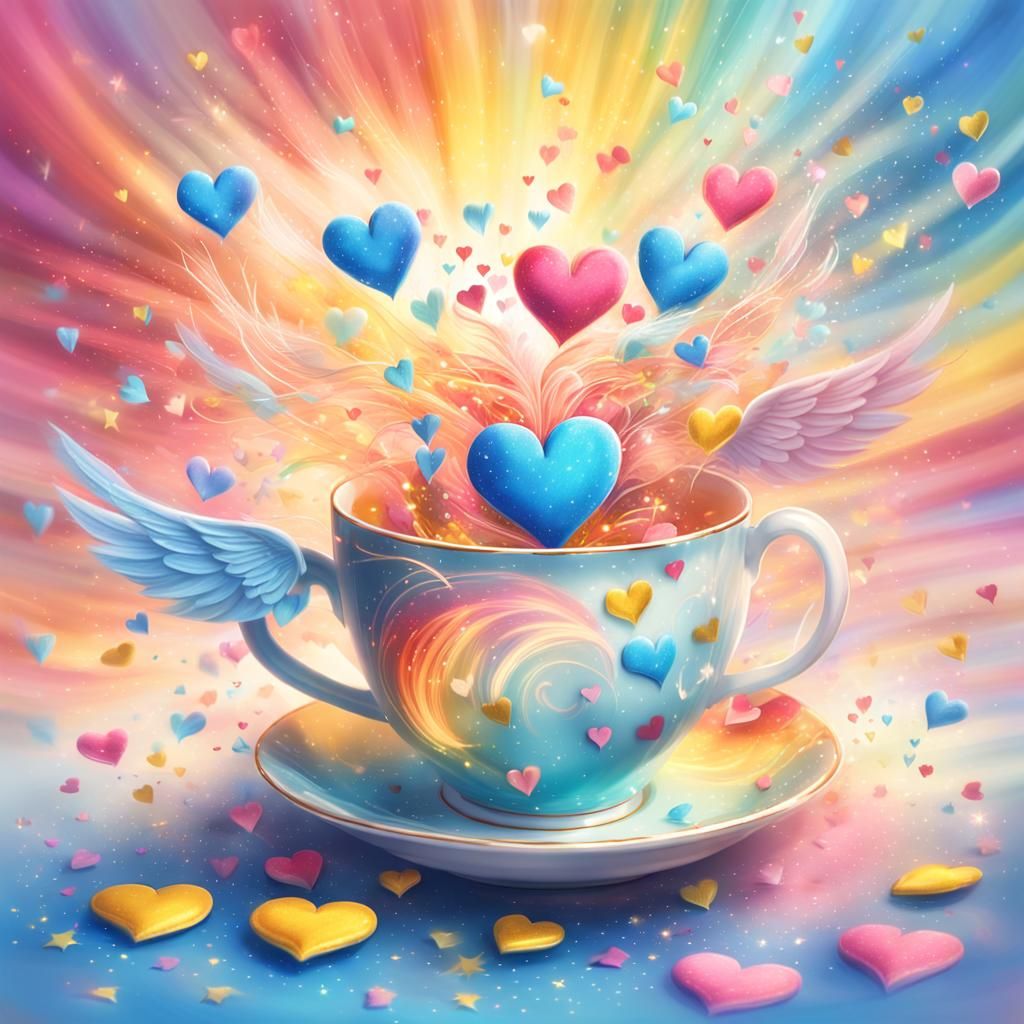 Overflowing Teacup: A Vibrant Fantasy Art Illustration