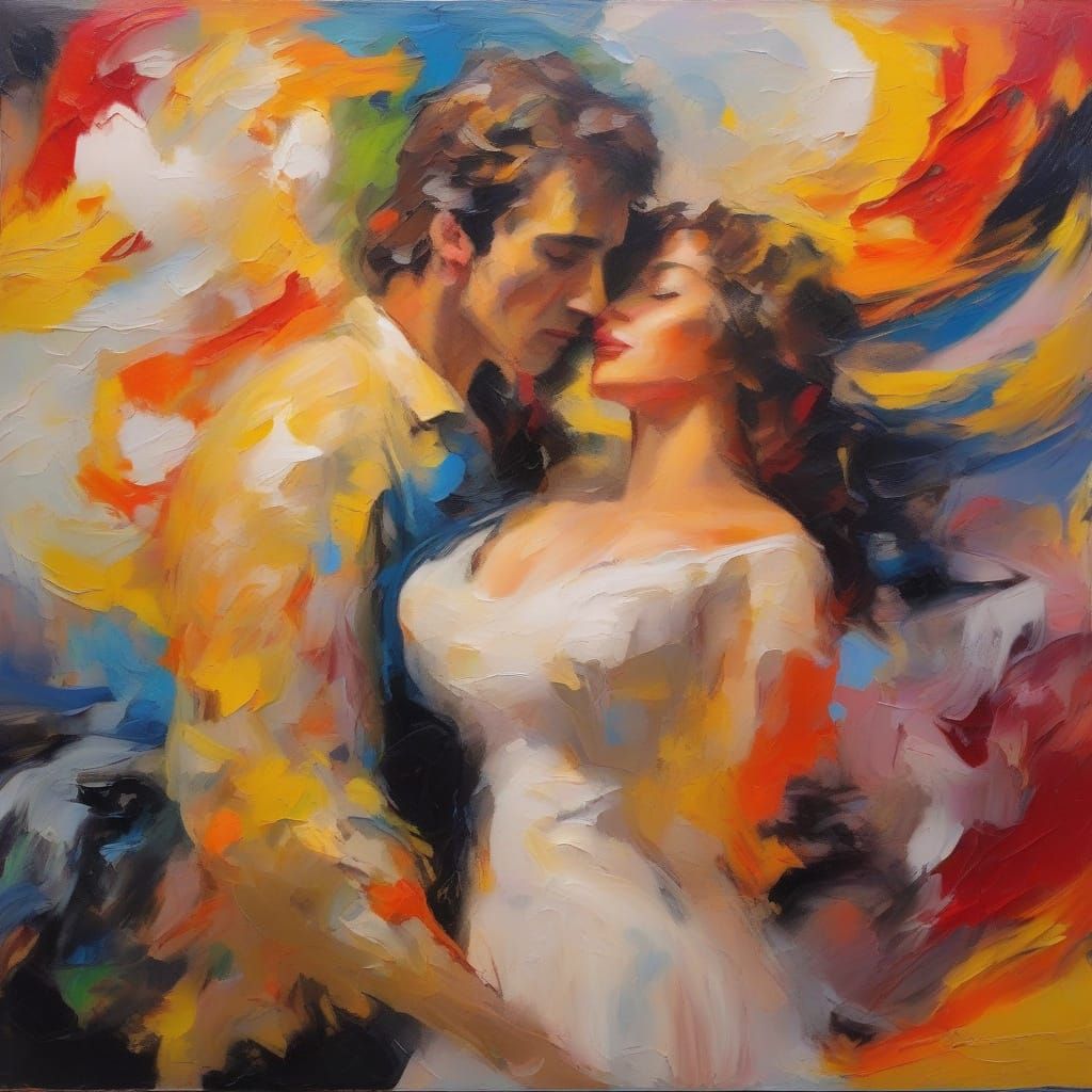 19th Century Count and Countess in Euphoric Embrace, Dawn's ...