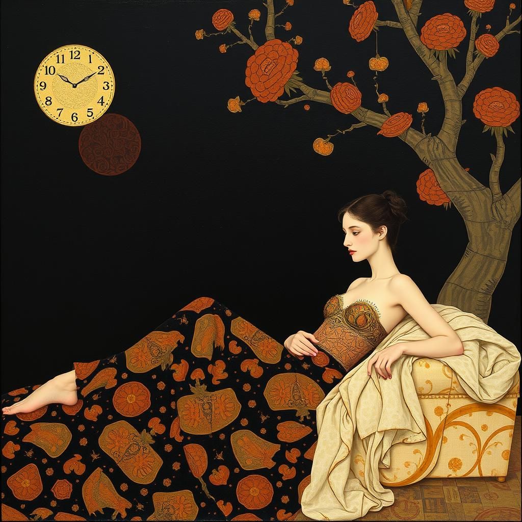 Lounging Figures in Art Nouveau Style